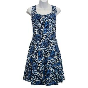 MK Blue Paisley Mini Flare Dress - 10